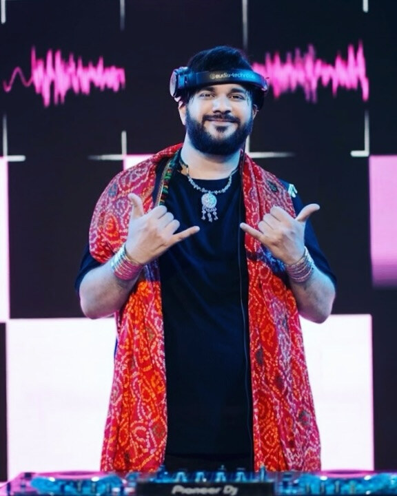 VDJ Pramath on stage at Sharjah Garba Beatz 2026