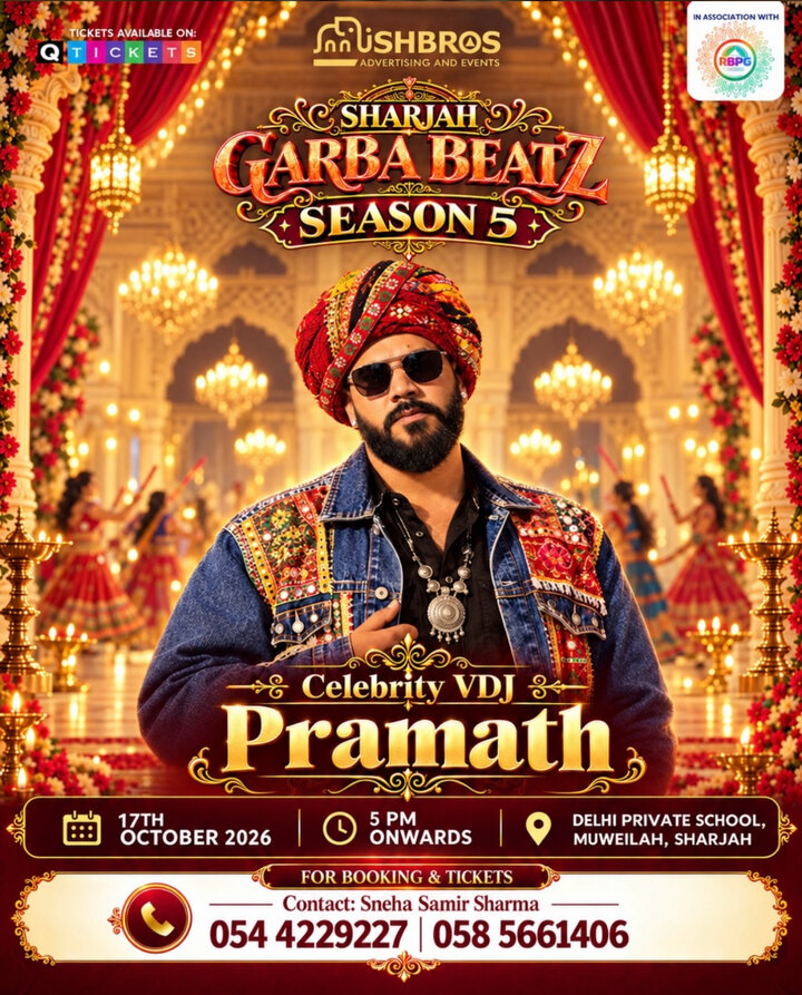 Poster for Sharjah Garba Beatz Season 5 with Celebrity VDJ Pramath